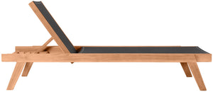 Tulum Waterproof Mesh Fabric / Teak Wood / Foam Contemporary Black Waterproof Fabric Outdoor Patio Lounger - 26" W x 79" D x 14" H