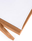 Tulum Waterproof Mesh Fabric / Teak Wood / Foam Contemporary Off White Waterproof Fabric Outdoor Patio Lounger - 26" W x 79" D x 14" H