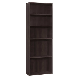 11.75" x 24.75" x 71.25" Cappuccino 5 Shelves Bookcase