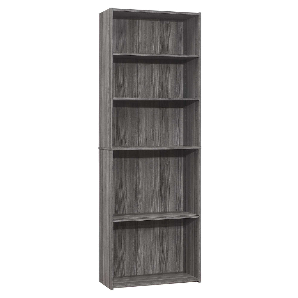 11.75" x 24.75" x 71.25" Grey 5 Shelves Bookcase