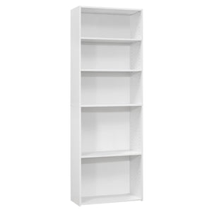 11.75" x 24.75" x 71.25" White 5 Shelves Bookcase