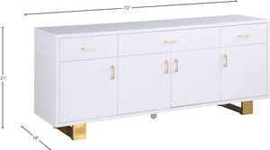 Excel Engineered Wood / Stainless Steel Contemporary White Lacquer Sideboard/Buffet - 72" W x 18" D x 31" H
