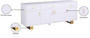 Excel Engineered Wood / Stainless Steel Contemporary White Lacquer Sideboard/Buffet - 72" W x 18" D x 31" H