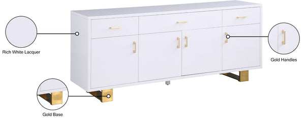 Excel Engineered Wood / Stainless Steel Contemporary White Lacquer Sideboard/Buffet - 72" W x 18" D x 31" H