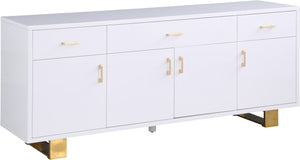 Excel Engineered Wood / Stainless Steel Contemporary White Lacquer Sideboard/Buffet - 72" W x 18" D x 31" H