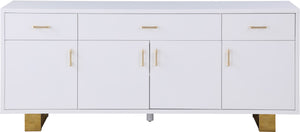Excel Engineered Wood / Stainless Steel Contemporary White Lacquer Sideboard/Buffet - 72" W x 18" D x 31" H