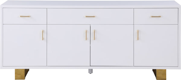 Excel Engineered Wood / Stainless Steel Contemporary White Lacquer Sideboard/Buffet - 72" W x 18" D x 31" H