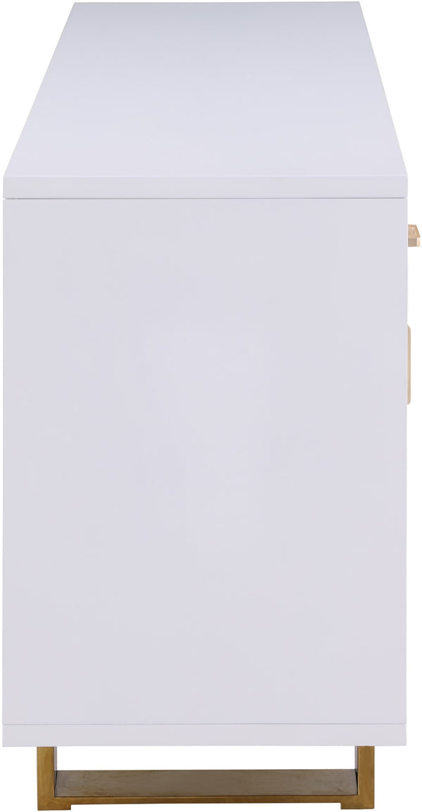 Excel Engineered Wood / Stainless Steel Contemporary White Lacquer Sideboard/Buffet - 72" W x 18" D x 31" H