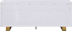Excel Engineered Wood / Stainless Steel Contemporary White Lacquer Sideboard/Buffet - 72" W x 18" D x 31" H