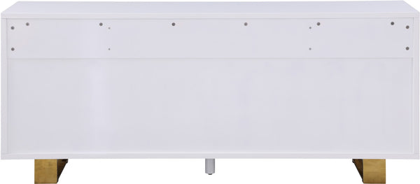 Excel Engineered Wood / Stainless Steel Contemporary White Lacquer Sideboard/Buffet - 72" W x 18" D x 31" H
