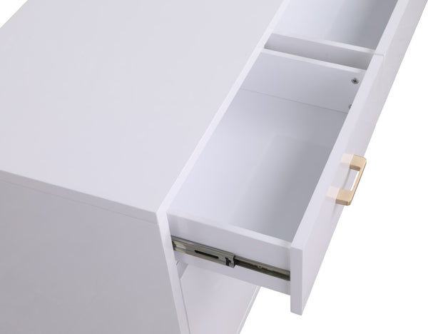 Excel Engineered Wood / Stainless Steel Contemporary White Lacquer Sideboard/Buffet - 72" W x 18" D x 31" H