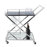 Sagebrook Home Contemporary Two Tier 33"h Rolling Bar Cart, Silver 16304-01 Silver Stainless Steel