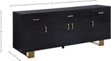 Excel Oak Veneer / Engineered Wood / Stainless Steel Contemporary Grey Oak Veneer Lacquer Sideboard/Buffet - 72" W x 18" D x 31" H
