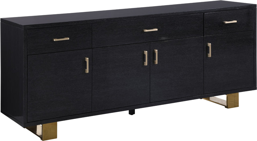 Excel Oak Veneer / Engineered Wood / Stainless Steel Contemporary Grey Oak Veneer Lacquer Sideboard/Buffet - 72" W x 18" D x 31" H