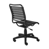 Black Flat Bungie Cord Low Back Rolling Office Chair