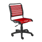 Red Flat Bungie Cord Low Back Rolling Office Chair