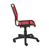 Red Flat Bungie Cord Low Back Rolling Office Chair