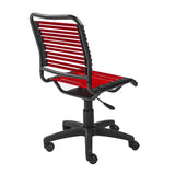 Red Flat Bungie Cord Low Back Rolling Office Chair