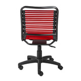 Red Flat Bungie Cord Low Back Rolling Office Chair