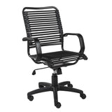 23.04" X 25.6" X 41.74" Black Flat Bungie Cords High Back Office Chair with Graphite Black Frame and Base