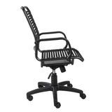 23.04" X 25.6" X 41.74" Black Flat Bungie Cords High Back Office Chair with Graphite Black Frame and Base