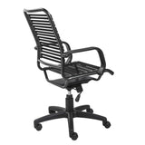 23.04" X 25.6" X 41.74" Black Flat Bungie Cords High Back Office Chair with Graphite Black Frame and Base