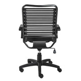 23.04" X 25.6" X 41.74" Black Flat Bungie Cords High Back Office Chair with Graphite Black Frame and Base