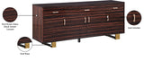 Excel Zebra Wood Veneer / Engineered Wood / Stainless Steel Contemporary Brown Zebra Wood Veneer Lacquer Sideboard/Buffet - 72" W x 18" D x 31" H