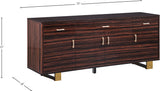 Excel Zebra Wood Veneer / Engineered Wood / Stainless Steel Contemporary Brown Zebra Wood Veneer Lacquer Sideboard/Buffet - 72" W x 18" D x 31" H