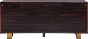 Excel Zebra Wood Veneer / Engineered Wood / Stainless Steel Contemporary Brown Zebra Wood Veneer Lacquer Sideboard/Buffet - 72" W x 18" D x 31" H