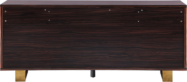 Excel Zebra Wood Veneer / Engineered Wood / Stainless Steel Contemporary Brown Zebra Wood Veneer Lacquer Sideboard/Buffet - 72" W x 18" D x 31" H