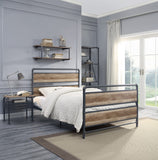 Brantley Industrial Full Bed Antique Oak & Sandy Gray Finish(Powder Coating) 35885F-ACME