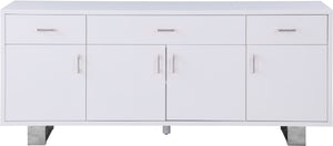 Excel Engineered Wood / Stainless Steel Contemporary White Lacquer Sideboard/Buffet - 72" W x 18" D x 31" H
