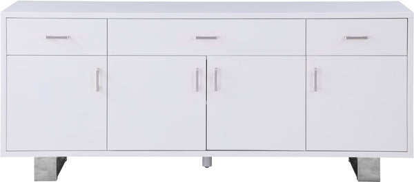 Excel Engineered Wood / Stainless Steel Contemporary White Lacquer Sideboard/Buffet - 72" W x 18" D x 31" H