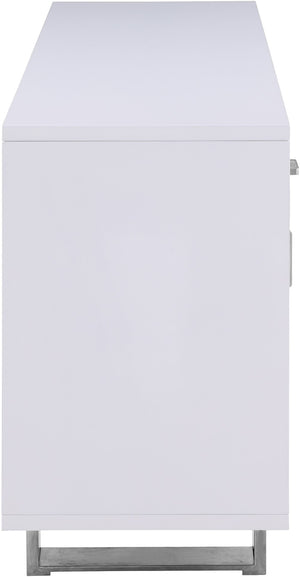 Excel Engineered Wood / Stainless Steel Contemporary White Lacquer Sideboard/Buffet - 72" W x 18" D x 31" H