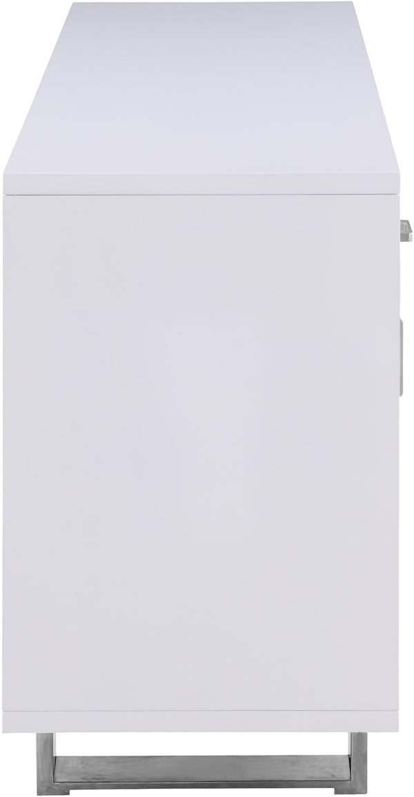 Excel Engineered Wood / Stainless Steel Contemporary White Lacquer Sideboard/Buffet - 72" W x 18" D x 31" H