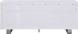 Excel Engineered Wood / Stainless Steel Contemporary White Lacquer Sideboard/Buffet - 72" W x 18" D x 31" H