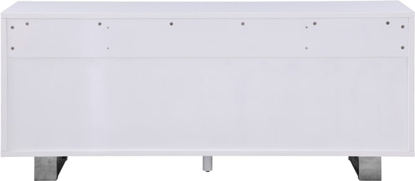 Excel Engineered Wood / Stainless Steel Contemporary White Lacquer Sideboard/Buffet - 72" W x 18" D x 31" H