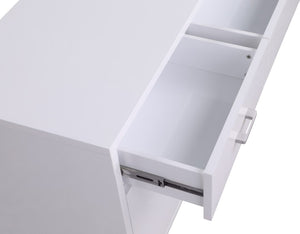 Excel Engineered Wood / Stainless Steel Contemporary White Lacquer Sideboard/Buffet - 72" W x 18" D x 31" H