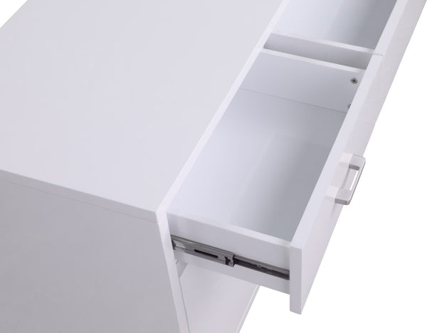 Excel Engineered Wood / Stainless Steel Contemporary White Lacquer Sideboard/Buffet - 72" W x 18" D x 31" H