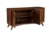 Alpine Furniture Flynn Sideboard, Walnut 966WAL-64 Walnut Mahogany Solids & Okoume Veneer 58 x 19 x 30