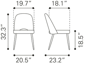 Zuo Modern Teddy 100% Polyester, Plywood, Steel Modern Commercial Grade Dining Chair Set - Set of 2 Yellow, Black 100% Polyester, Plywood, Steel