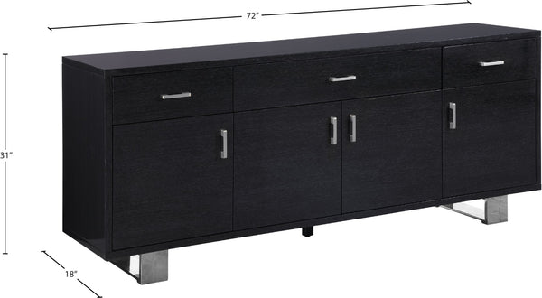 Excel Oak Veneer / Stainless Steel / Engineered Wood Contemporary Grey Oak Veneer Lacquer Sideboard/Buffet - 72" W x 18" D x 31" H