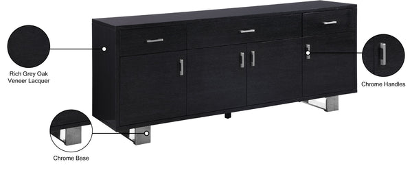 Excel Oak Veneer / Stainless Steel / Engineered Wood Contemporary Grey Oak Veneer Lacquer Sideboard/Buffet - 72" W x 18" D x 31" H