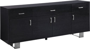 Excel Oak Veneer / Stainless Steel / Engineered Wood Contemporary Grey Oak Veneer Lacquer Sideboard/Buffet - 72" W x 18" D x 31" H