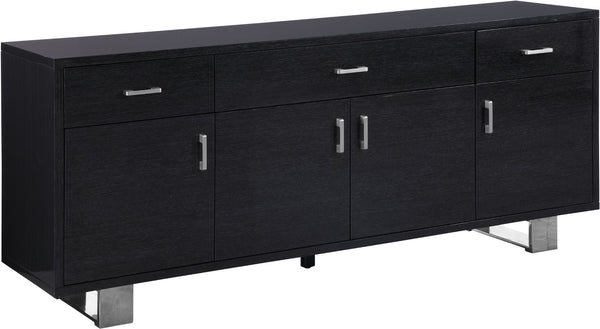 Excel Oak Veneer / Stainless Steel / Engineered Wood Contemporary Grey Oak Veneer Lacquer Sideboard/Buffet - 72" W x 18" D x 31" H