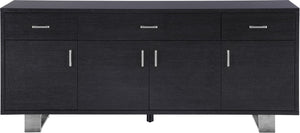 Excel Oak Veneer / Stainless Steel / Engineered Wood Contemporary Grey Oak Veneer Lacquer Sideboard/Buffet - 72" W x 18" D x 31" H