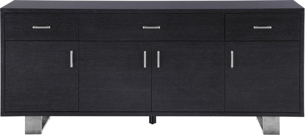 Excel Oak Veneer / Stainless Steel / Engineered Wood Contemporary Grey Oak Veneer Lacquer Sideboard/Buffet - 72" W x 18" D x 31" H