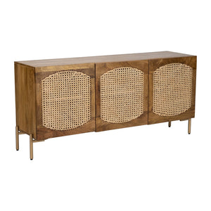 Sagebrook Home Contemporary Wood, 63"l 3-door Cane Sideboard, Brown 17551 Brown Mango Wood