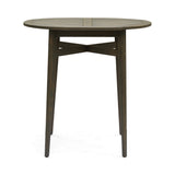 Stamford Outdoor Rustic Acacia Wood Bar Table with Slat Top, Gray Noble House